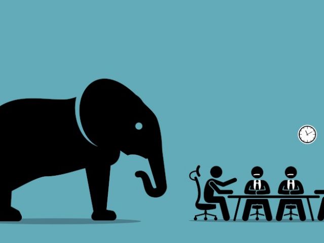 Elephant,In,The,Room.,Vector,Artwork,Illustration,Depicts,The,Concept