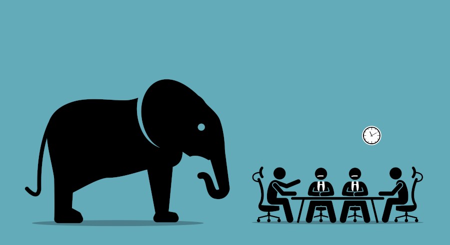 Elephant,In,The,Room.,Vector,Artwork,Illustration,Depicts,The,Concept